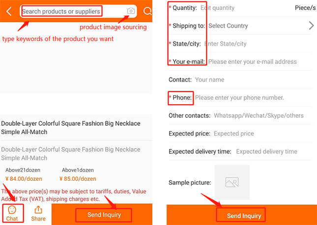 Direct search on yiwugo and contact suppliers