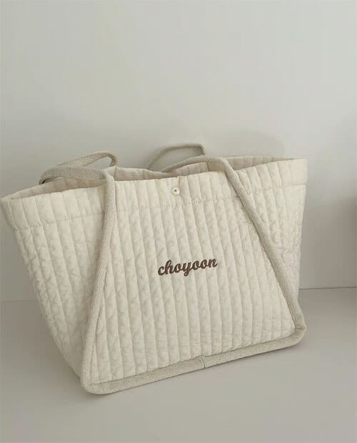 embroidery letter logo on bags