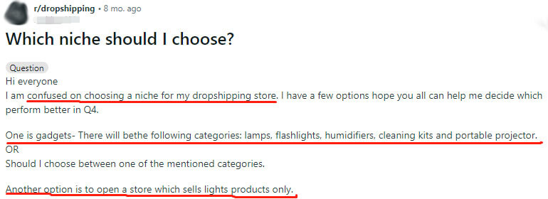 reddit question about dropshipping niche-1