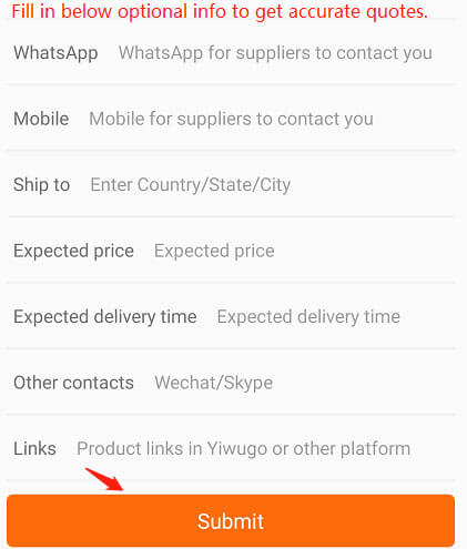 yiwugo RFQ info filing 2