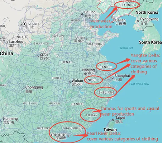 clothing manufacturing clusters in China