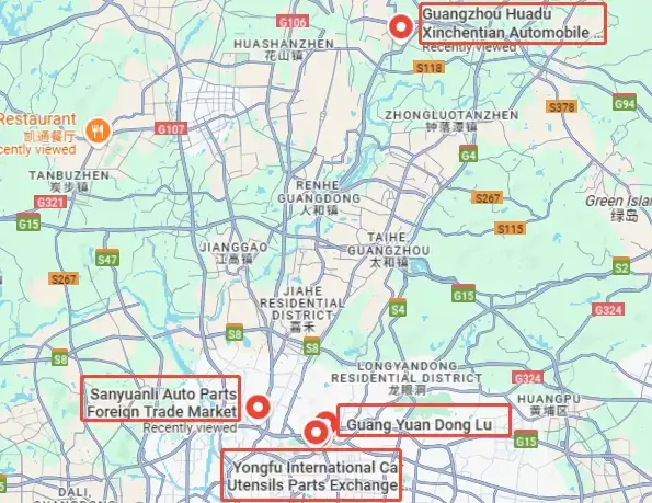 Layout of Guangzhou’s core auto parts markets